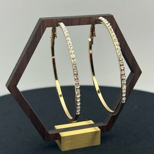 Rhinestone Hoop Earrings: Gold